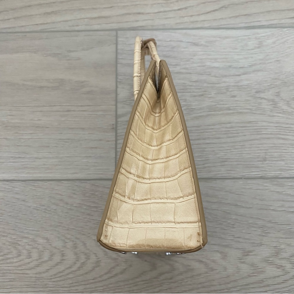 Mango Croc Embossed Top Handle Bag Minimalist Structured Purse - Picture 11 of 12